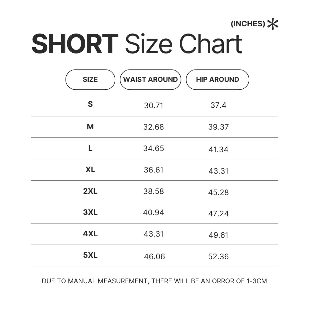 Short Size Chart 1 - Kaiju No. 8 Merch