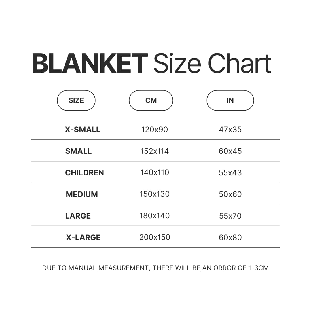 Blanket Size Chart - Kaiju No. 8 Merch