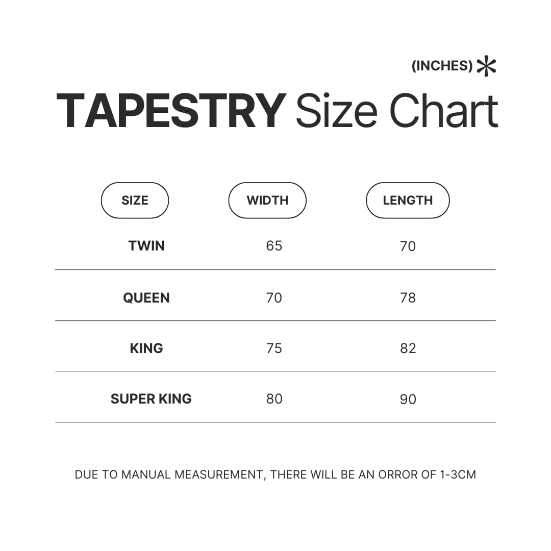 Tapestry Size Chart - Kaiju No. 8 Merch